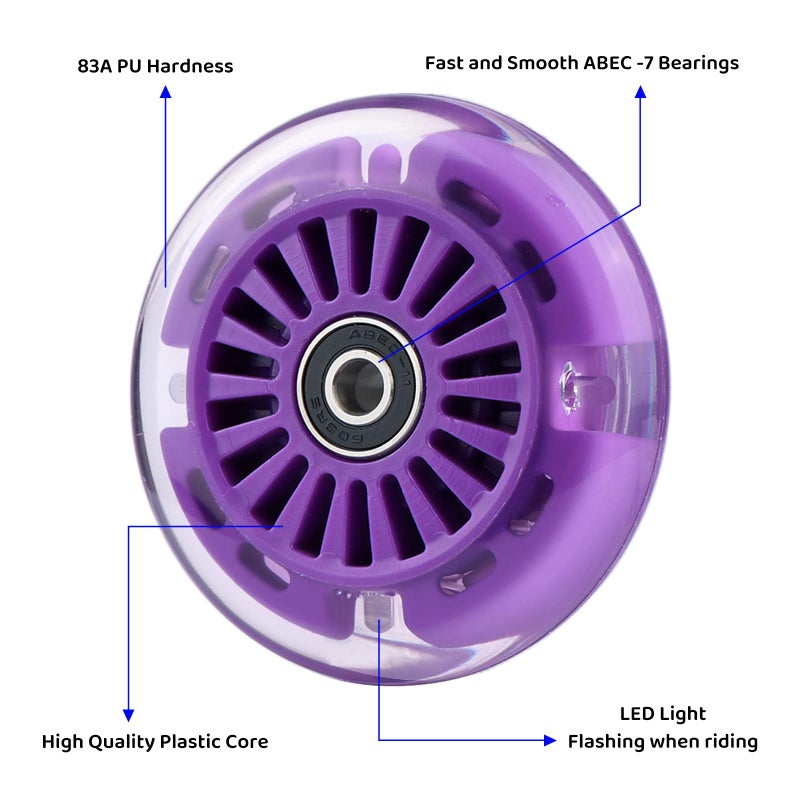 Gladeer 90mm Wiggle Car Polyurethane Replacement Wheels Set Upgrades for PlasmaCar Ride-on Toys Wiggle Car Replacement Wheels, 4-Pack (Purple) - Image 2